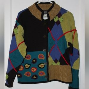 Vintage Susan Bristol Cardigan Sweater Hand Embroidered Women's S